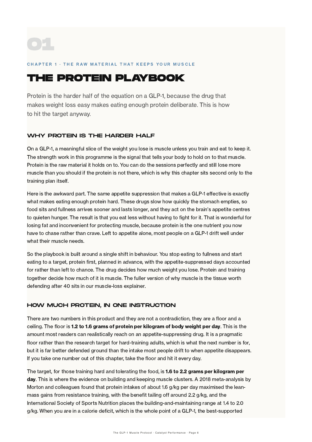 A chapter opening page from the book edition, The Protein Playbook