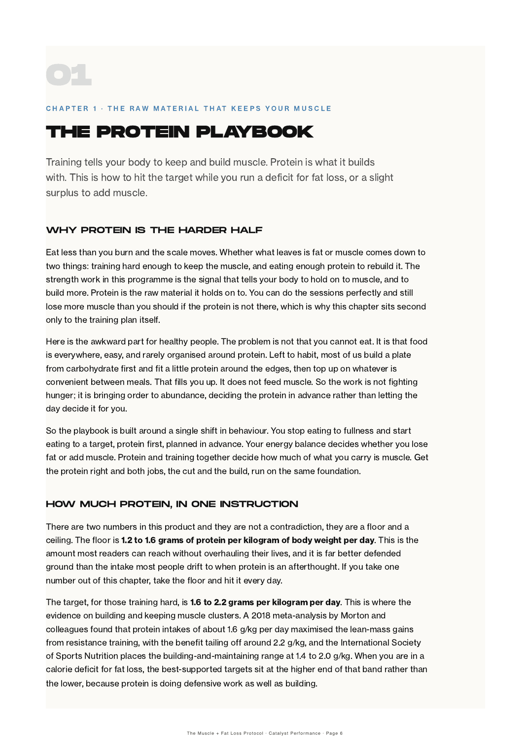 A chapter opening page from the book edition, The Protein Playbook