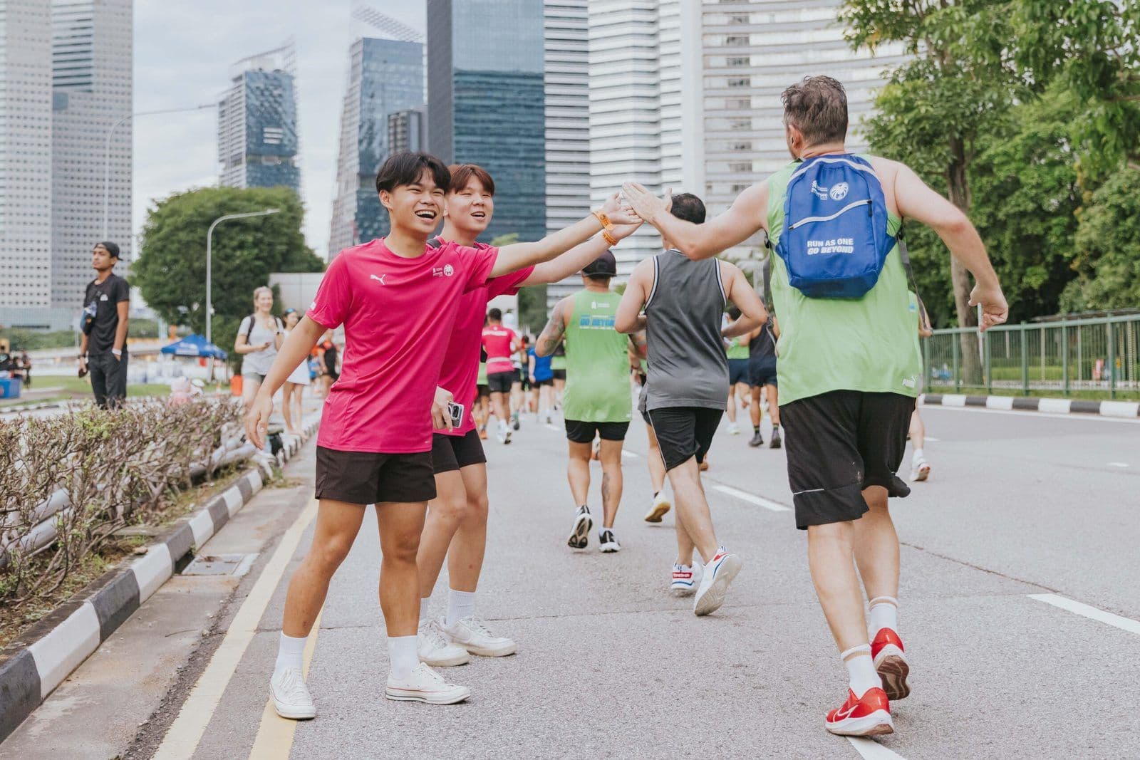 Runners against the Marina Bay skyline at the Singapore Marathon