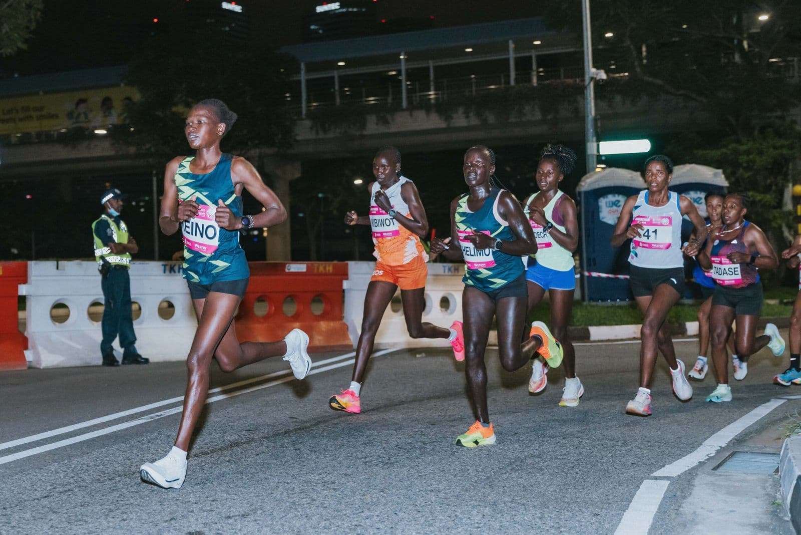 Runners racing in the wee hours at the Singapore Marathon
