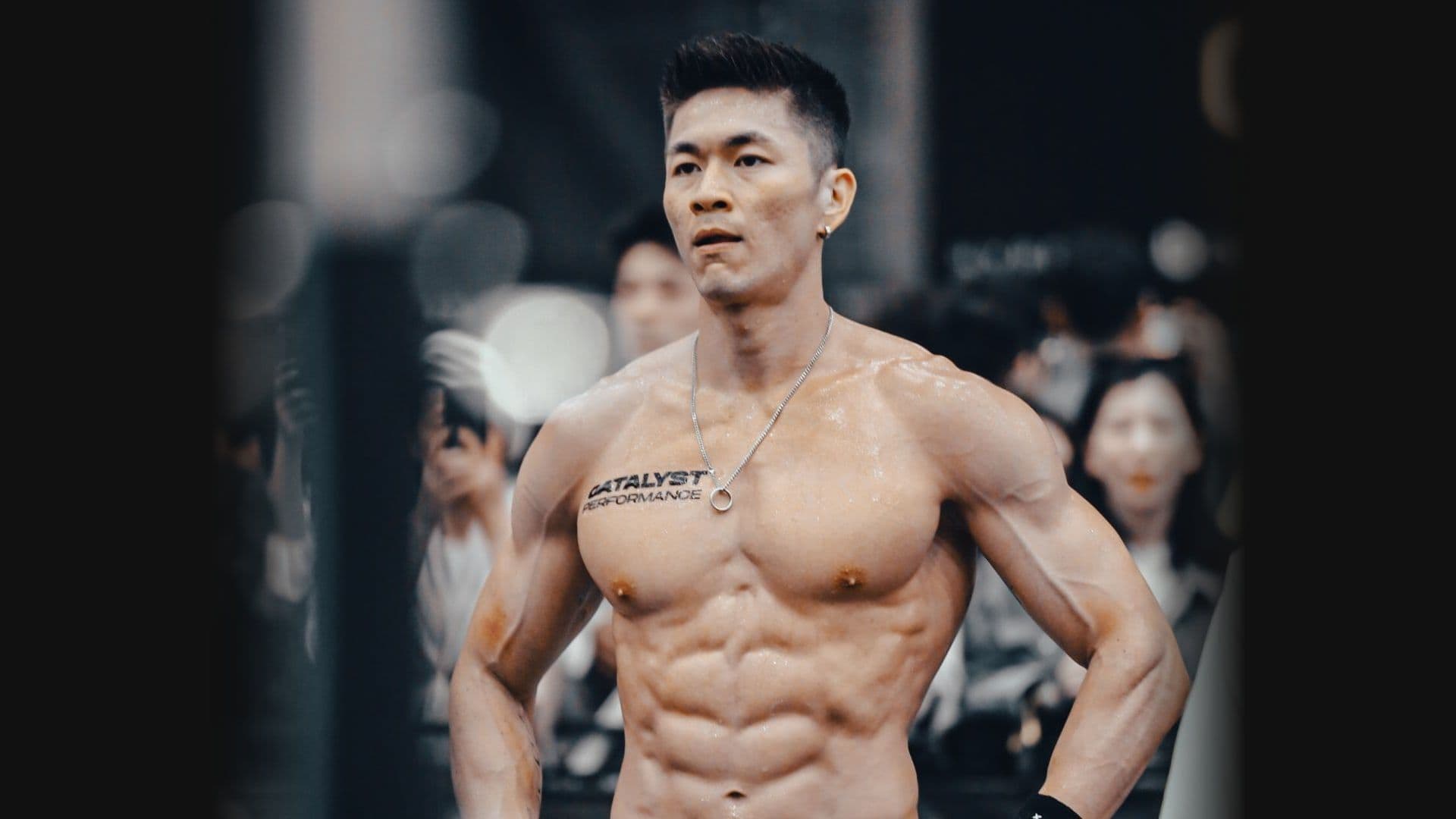 Kai Han, a Catalyst Performance coach, at a HYROX race in Catalyst kit