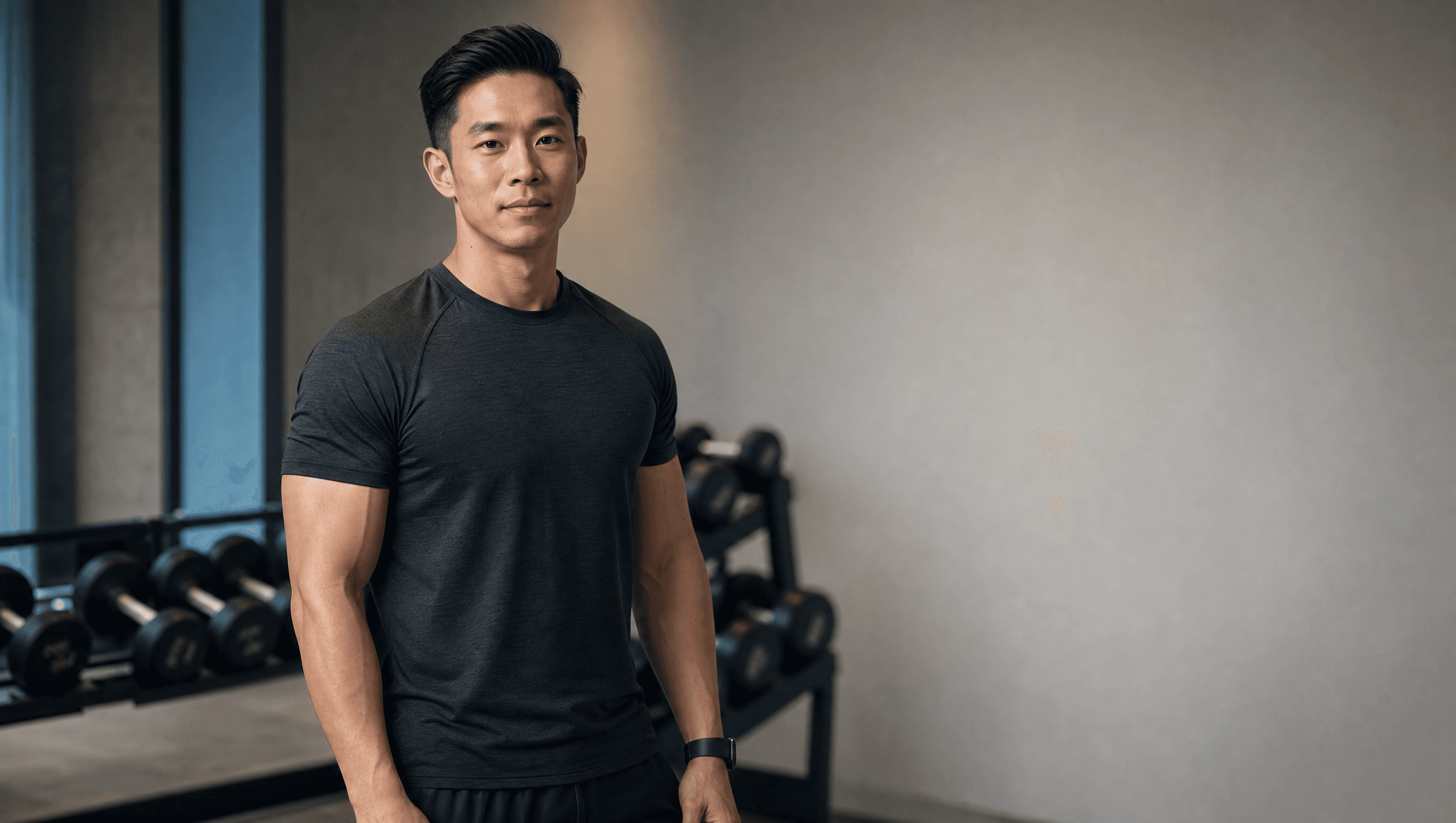 A personal trainer in a minimal Singapore CBD training studio